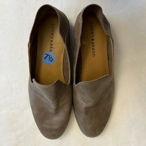 Gray Leather Lucky Brand Loafers